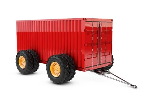 3d illustration of Cargo container on the four wheels. isolated on white back Stock Illustration