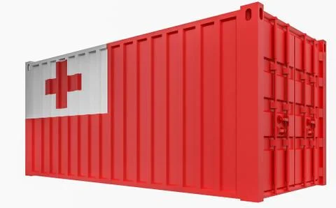 3D Illustration of Cargo Container with Tonga Flag Stock Illustration