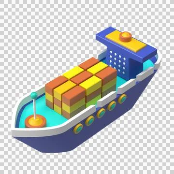 3D illustration of cargo freight ship. Stock Illustration