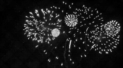 3d illustration - cartoon effect of firework on black background Stock Illustration