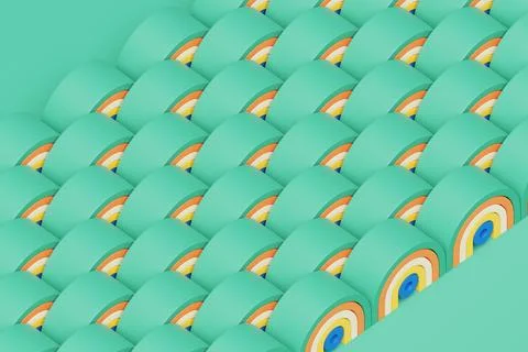 3d illustration, cartoon rainbow pattern in the form of an arc. Children's ro 스톡 일러스트