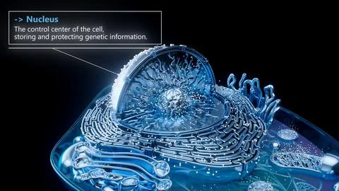 3D illustration of the cell nucleus containing genetic material Stock Illustration