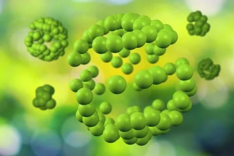 3D Illustration of cells in light green background Stock Illustration