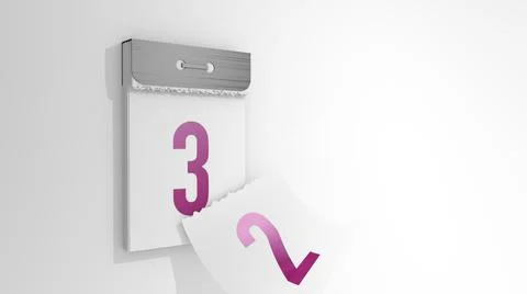 3d illustration of changing days from 2 to 3.  Stock Illustration
