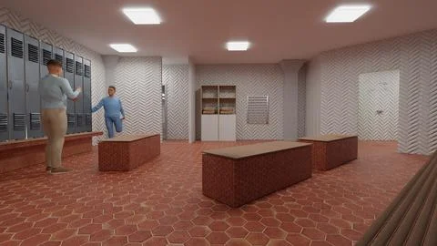 3d illustration of changing room Stock Illustration