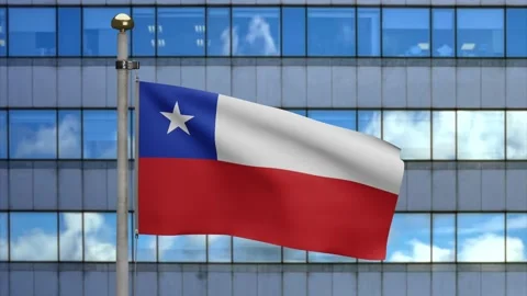 3D illustration Chilean flag in modern skyscraper city. Tower Chile banner-Dan Stock Footage 150149196