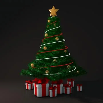 3d illustration Christmas tree Stock Illustration
