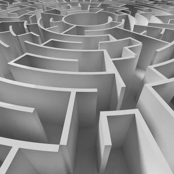 3d illustration of a circle maze from above Stock Illustration