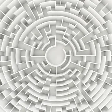 3d illustration of a circle maze from above Stock Illustration