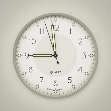3d illustration of a clock showing three seconds to nine Stock Illustration