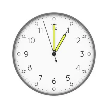 3d illustration of a clock shows 1 o'clock Stock Illustration