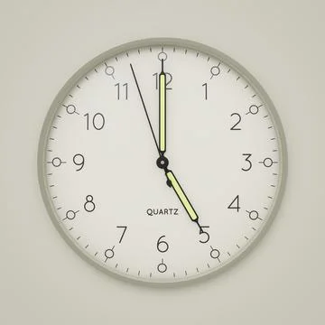 3d illustration of a clock shows 5 o'clock Stock Illustration