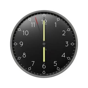 3d illustration of a clock shows 6 o'clock Stock Illustration