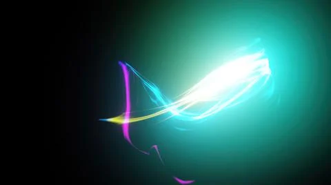 3d illustration - Close-up of abstract  light trail against black background. Stock Illustration
