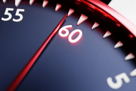 3d illustration  close up  of  black  round clock, stopwatch shows the number Stock Illustration