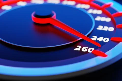 3D illustration close up blue speedometer with cutoffs 2020,2021 and calendar Stock Illustration