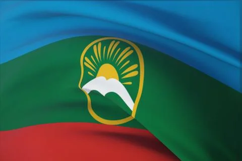 3D illustration close-up flag background. Flags of the federal subjects of Stock-Illustration