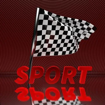 3d illustration close-up of a flag with a chess pattern for the start of the  Illustrazione stock