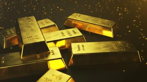 3D illustration close-up Gold Bars, weight of Gold Bars 1000 grams Concept of Ilustración de archivo