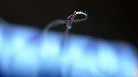 3d illustration - Close up needle with white thread, preparation for sewing Stock Illustration