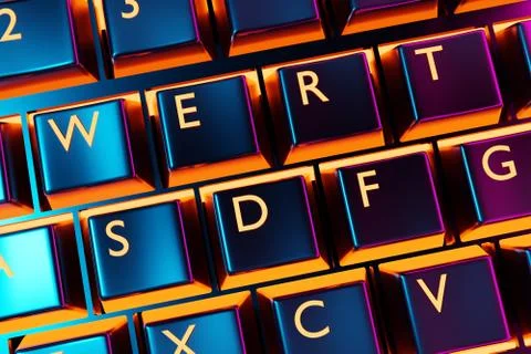 3d illustration, close up of the realistic computer or laptop keyboard with n Stock Illustration