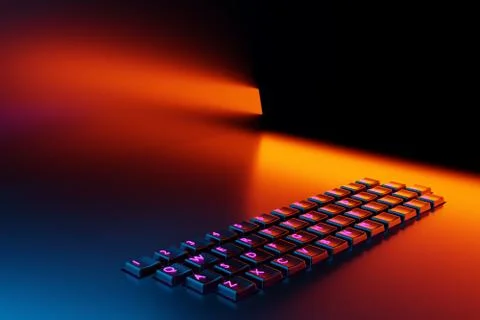 3d illustration, close up of the realistic computer or laptop keyboard with n Stock Illustration