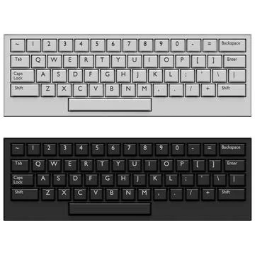 3D illustration, close-up of a realistic computer keyboard in two colors whit Stock Illustration