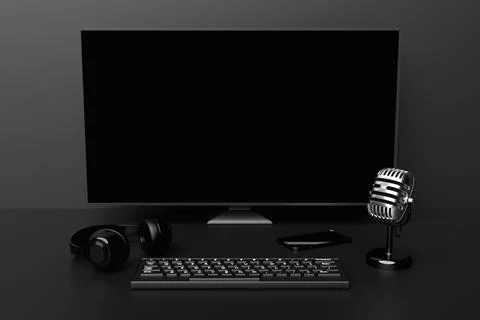 3d illustration, close up of the realistic computer or laptop keyboard , micr Stock Illustration