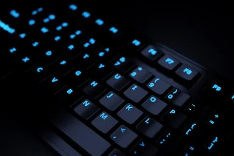 3d illustration, close up of the realistic computer or laptop keyboard on bla Illustration
