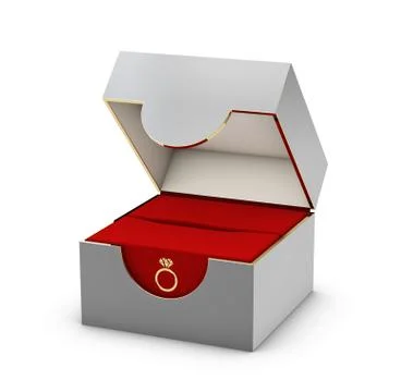 3d Illustration of Close-up of a red and gray jewelry box Stock Illustration