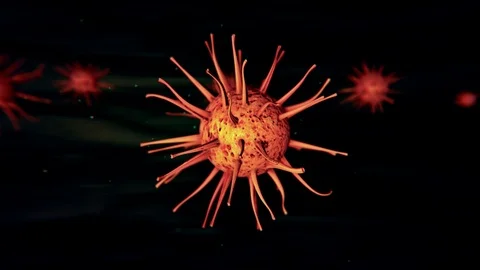 3D-Illustration Closeup dark red SARS coronavirus cell that affects humans, m Stock-Footage 126137567