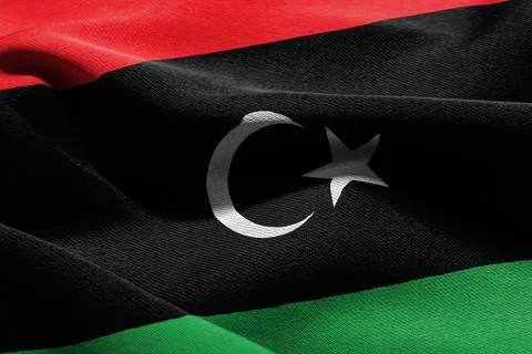 3D illustration closeup flag of Libya Foto stock