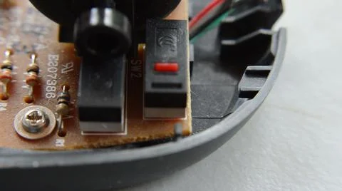 3d illustration.-Closeup  inside view Of   The Computer Mouse. Stock Photos