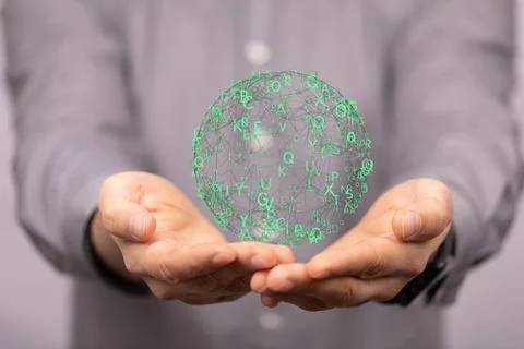 A 3D illustration of cloud storage above a person's hands, cloud storage and  Stockfoto's