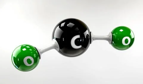 A 3D Illustration co2 molecule on a gray background Stock Illustration