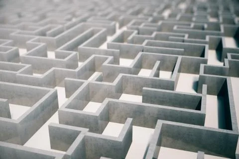 3d illustration cocrete labyrinth, complex problem solving concept 스톡 일러스트