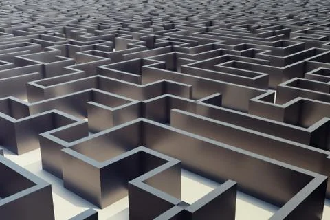 3d illustration cocrete labyrinth, complex problem solving concept Illustrazione stock