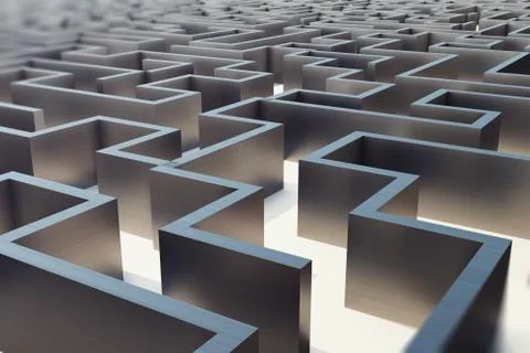 3d illustration cocrete labyrinth, complex problem solving concept Illustrazione stock