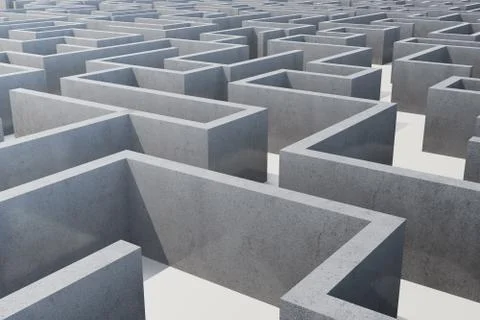 3d illustration cocrete labyrinth, complex problem solving concept 스톡 일러스트