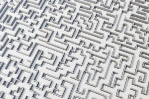 3d illustration cocrete labyrinth, complex problem solving concept 스톡 일러스트