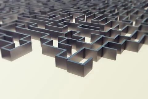 3d illustration cocrete labyrinth, complex problem solving concept Stock Illustration