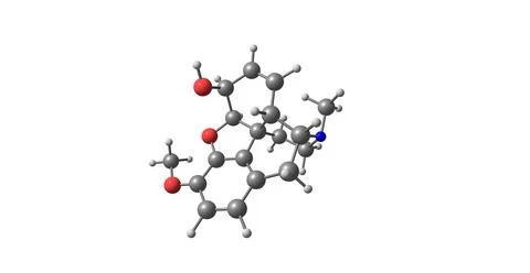 3D illustration of Codeine molecular structure isolated on white Stock Illustration