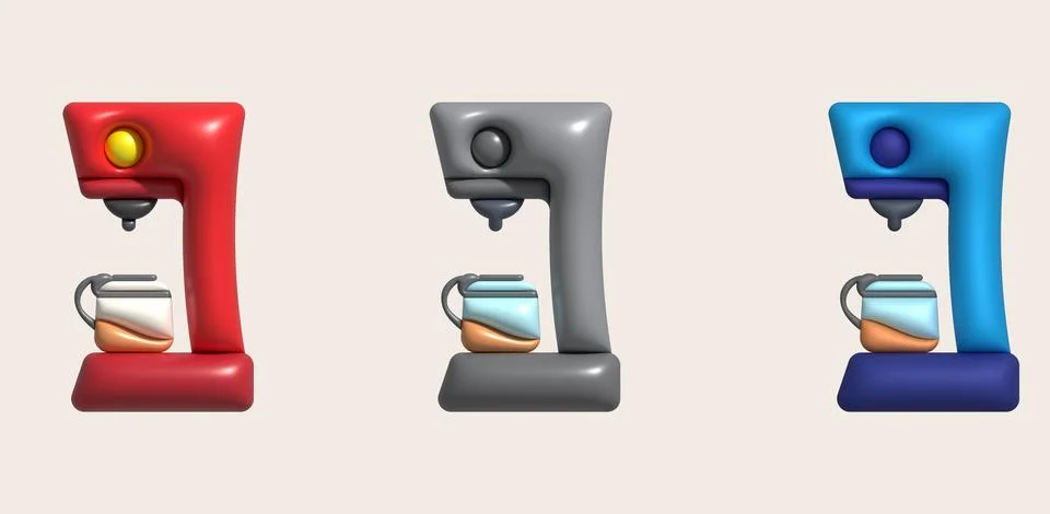 3d illustration Coffee maker machine for making coffee cappuccino and espress Stock Illustration