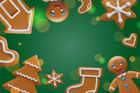 3D illustration a collection of gingerbread Stock Illustration
