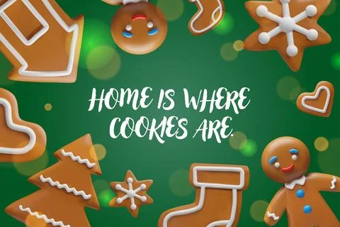 3D illustration a collection of gingerbread text Stock Illustration