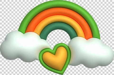 3D illustration Color Rainbow, cloud and heart. minimal style. Stock Illustration