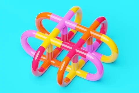 3D illustration of a  colorful node on blue  background. Fantastic  shape .Si 스톡 일러스트