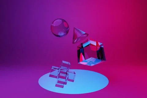 3D illustration of a  colorful node on  pink background. Fantastic  shapes .S Stock Illustration