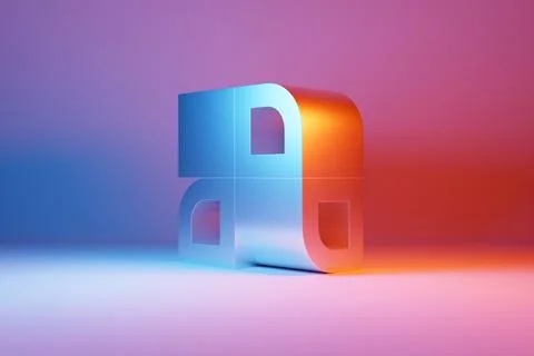 3D illustration of a  colorful node under pink neon lights. Fantastic  shape  イラスト素材