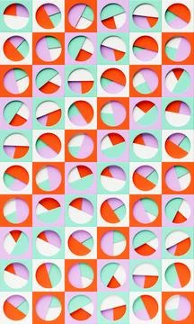 A 3D illustration of a colorful pattern in a geometric ornamental style, feat Stock Illustration